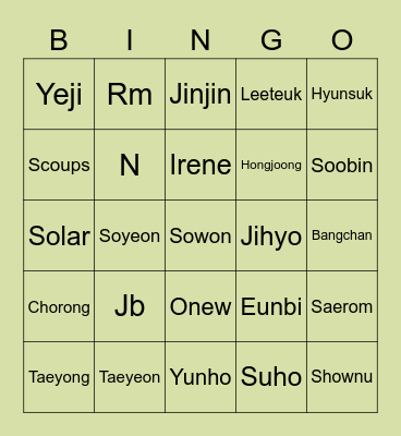 Doyoung - Leader KPOP Bingo Card