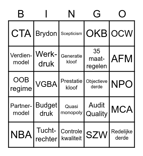 Accountancy van morgen Bingo Card