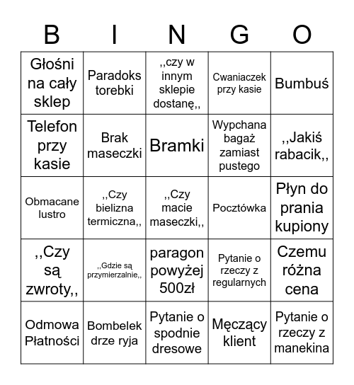 Gra o Piwko Bingo Card