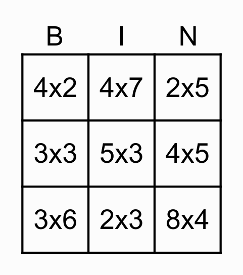 keersommen bingo Card