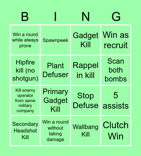 R6 Bingo Card