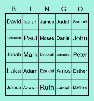 Bible characters Bingo Card