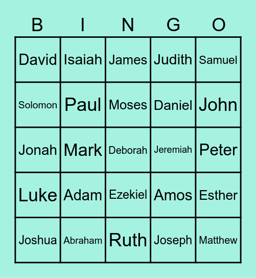 Bible characters Bingo Card