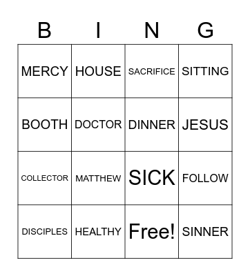Jesus Calls Matthew Bingo Card