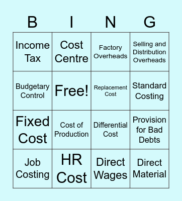 Costing Bingo Card