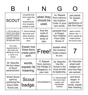 scout rank  Bingo practice Bingo Card