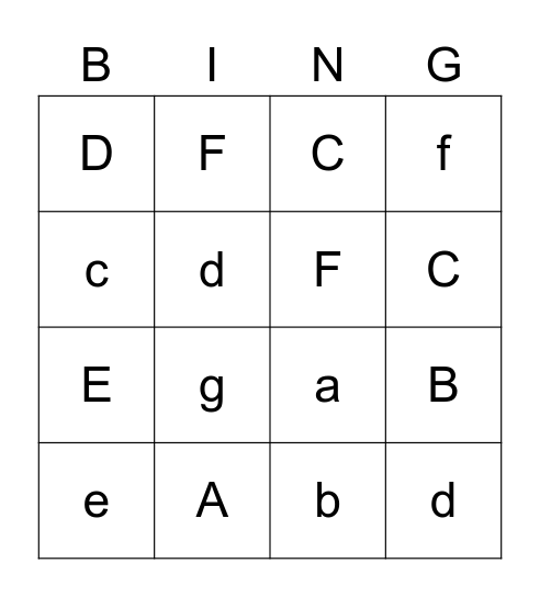 Alphabet Bingo Card