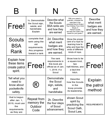 scout rank  Bingo practice Bingo Card