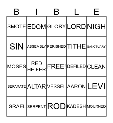 BIBLE BINGO Card