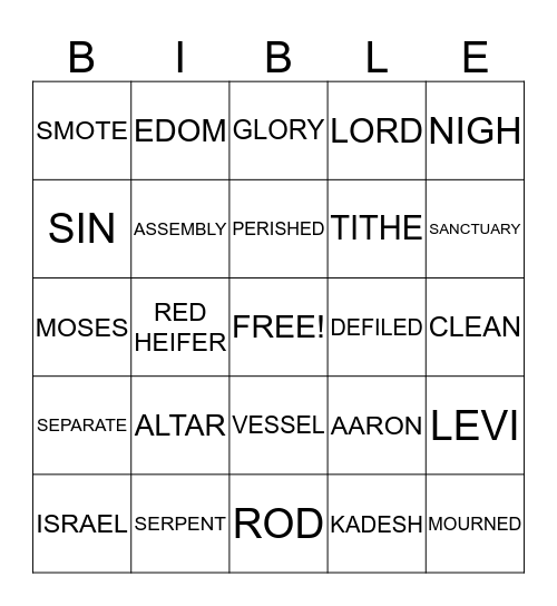 BIBLE BINGO Card