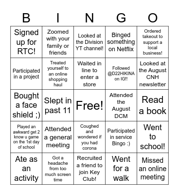RTC 2020 Bingo Card
