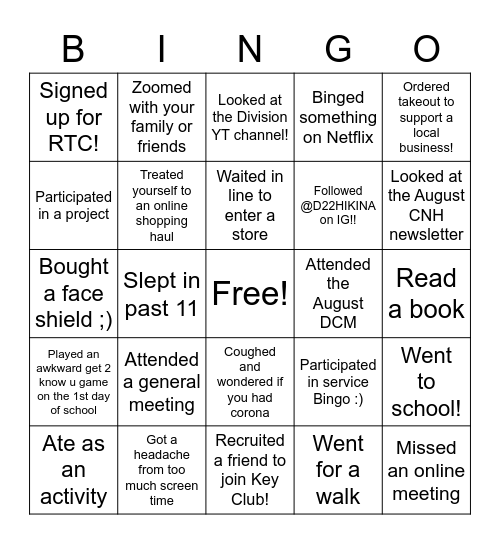 RTC 2020 Bingo Card