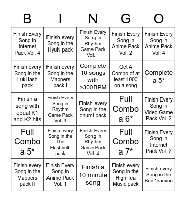 Osu! Bingo Card