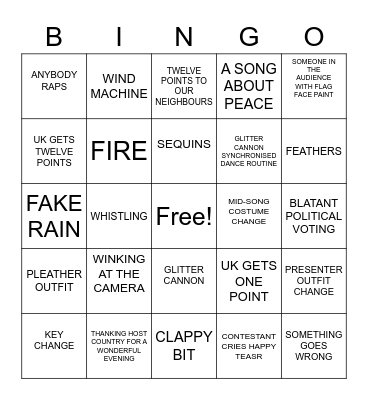 EUROVISION 2015 Bingo Card