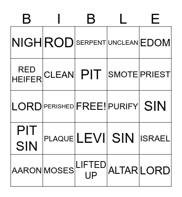 BIBLE BINGO Card