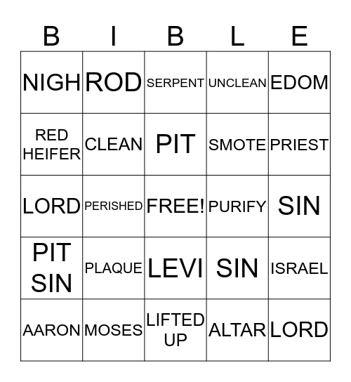 BIBLE BINGO Card