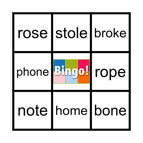 Magic e (o-e) Bingo Card