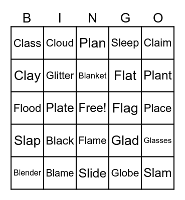 Consonant blends with l Bingo Card