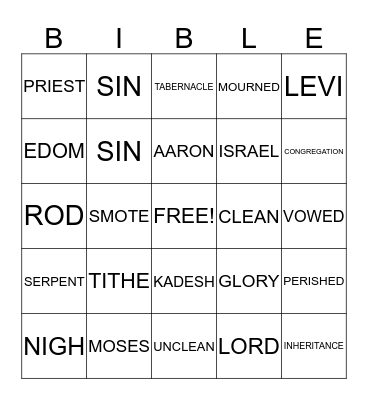 BIBLE BINGO Card