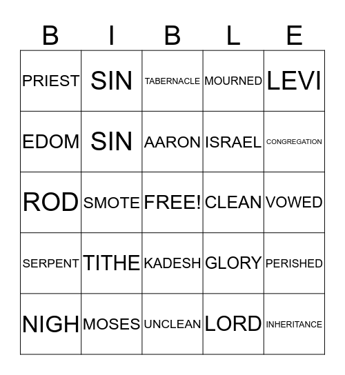 BIBLE BINGO Card