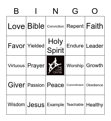 Prayer, Peace, Passion Bingo Card