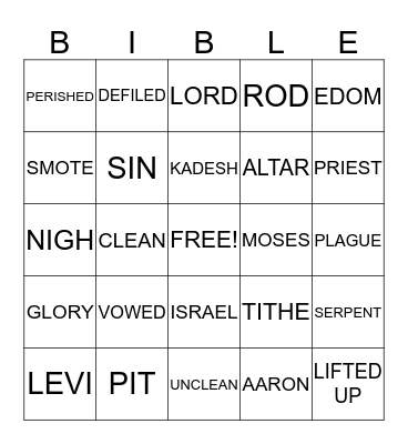 BIBLE BINGO Card