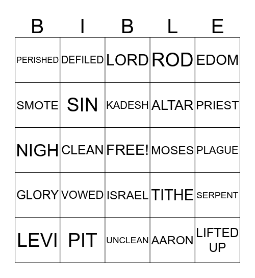 BIBLE BINGO Card