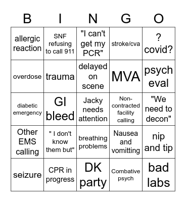 EMS Bingo Card