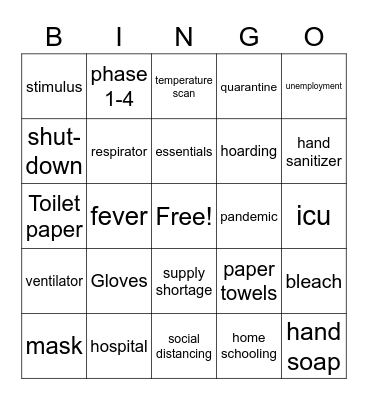 Covid-19 Bingo Card