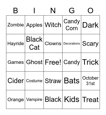 Halloween Bingo Card