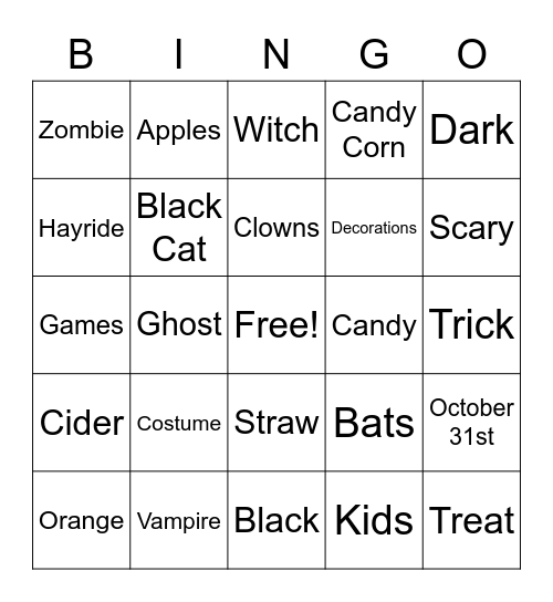 Halloween Bingo Card