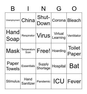 Covid-19 Bingo Card