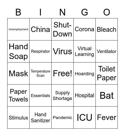 Covid-19 Bingo Card