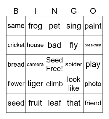 400 Words Vocabulary Units 1-7 Bingo Card