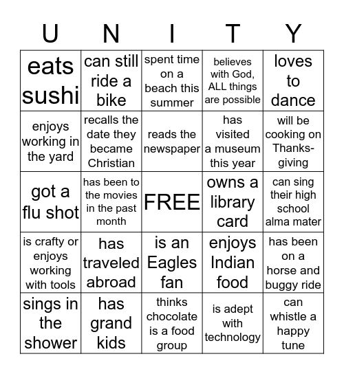 FIND A PERSON WHO ... Bingo Card