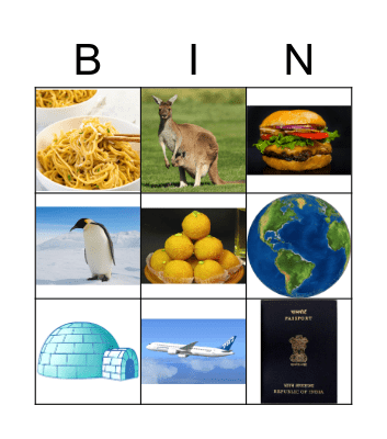 Around the world Bingo Card