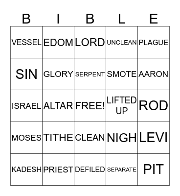 BIBLE BINGO Card