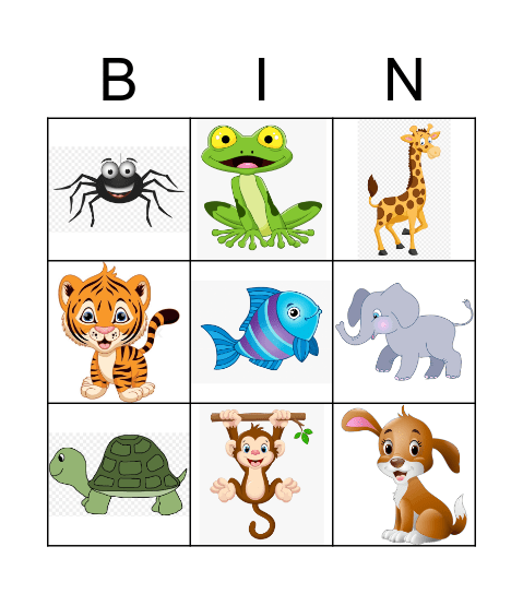 Animals Bingo Card