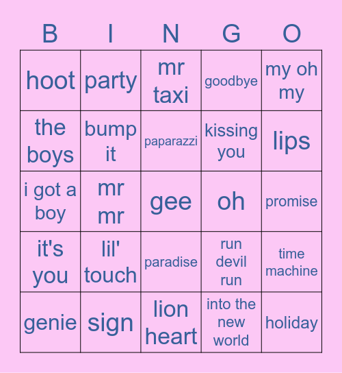 LAGU SNSD Bingo Card