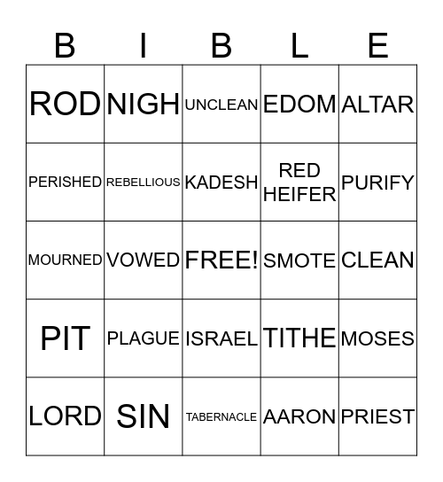 BIBLE BINGO Card