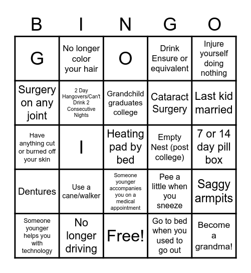 HSB Geriatric Bingo! Bingo Card