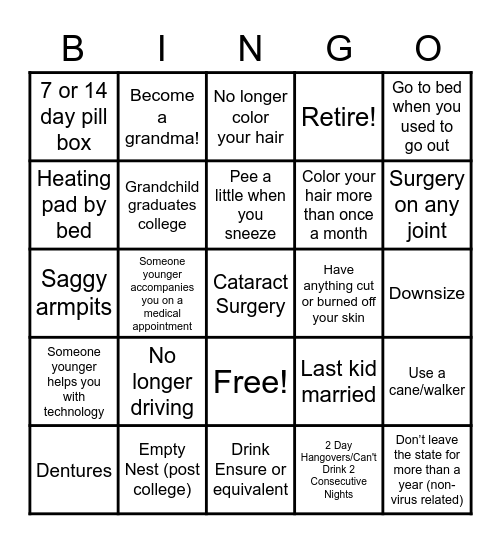 HSB Geriatric Bingo! Bingo Card