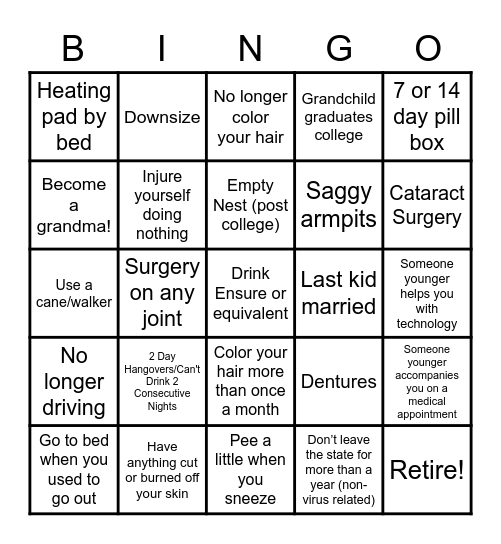 HSB Geriatric Bingo! Bingo Card