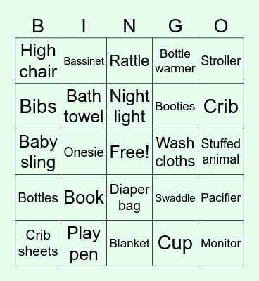Sakana's Baby Shower! Bingo Card