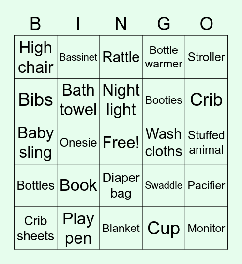 Sakana's Baby Shower! Bingo Card