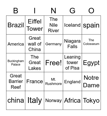 Oh The Places You can Go Bingo Card