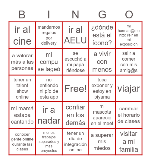 J U V E N T U D Bingo Card