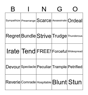 Vocabulary Bingo Card