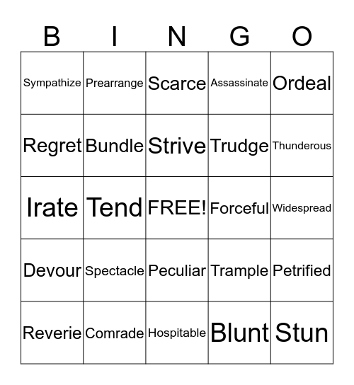 Vocabulary Bingo Card