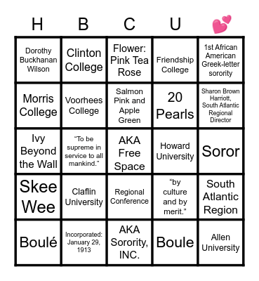 AKA BINGO Card